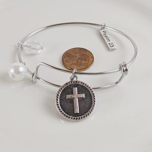 Stainless Steel Christian Cross Adj Charm Bracelet